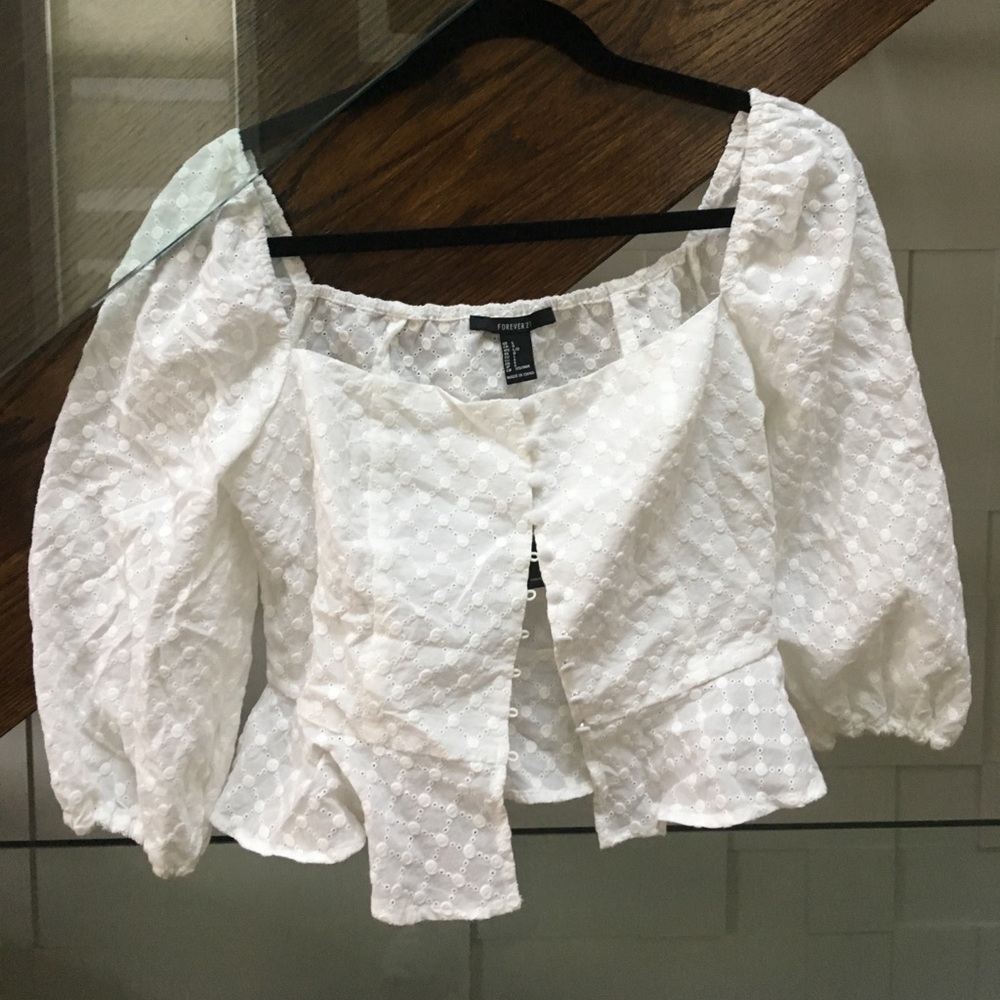 Stunning eyelet square neck crop top